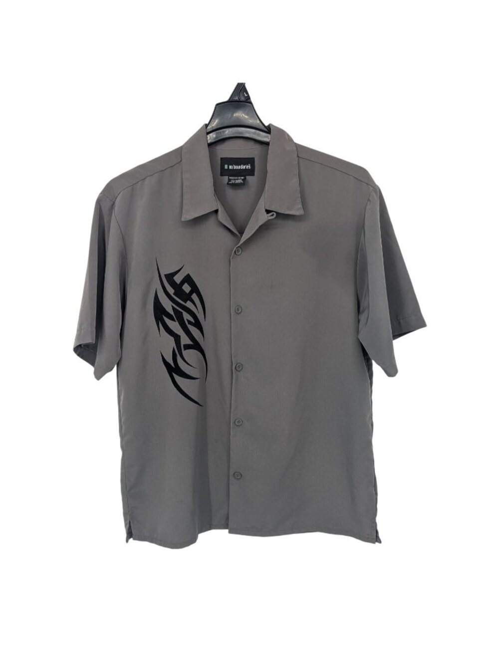 Y2K No Boundaries Graphic Camp Collar Shirt Short Sleeve Button Up Grunge Medium